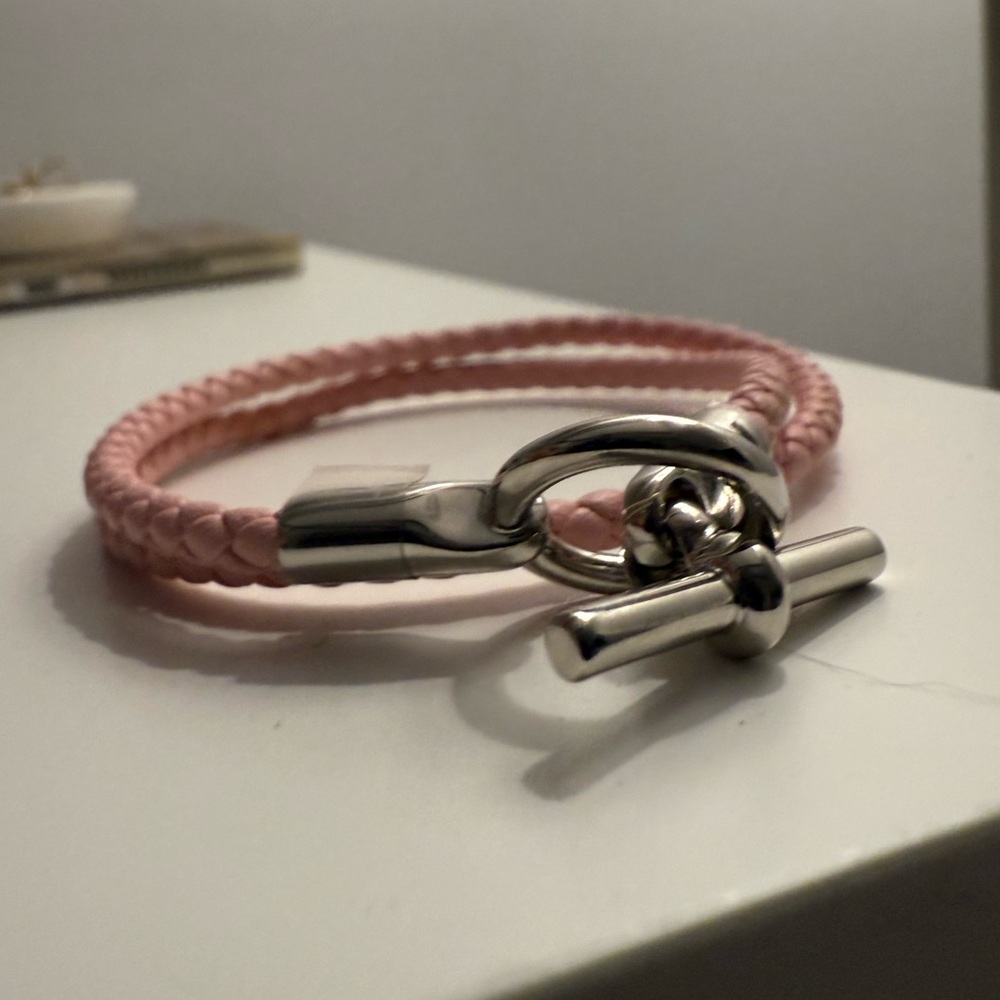 Hermes Glenan Double Tour Bracelet in Pink